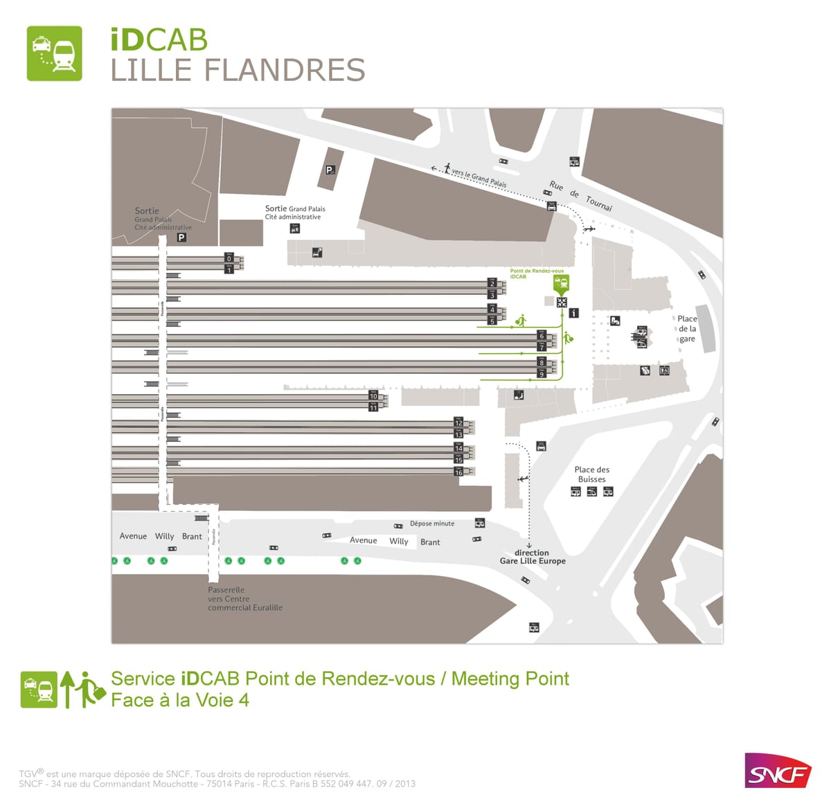 Разстояние до жп гара Lille flandres картата